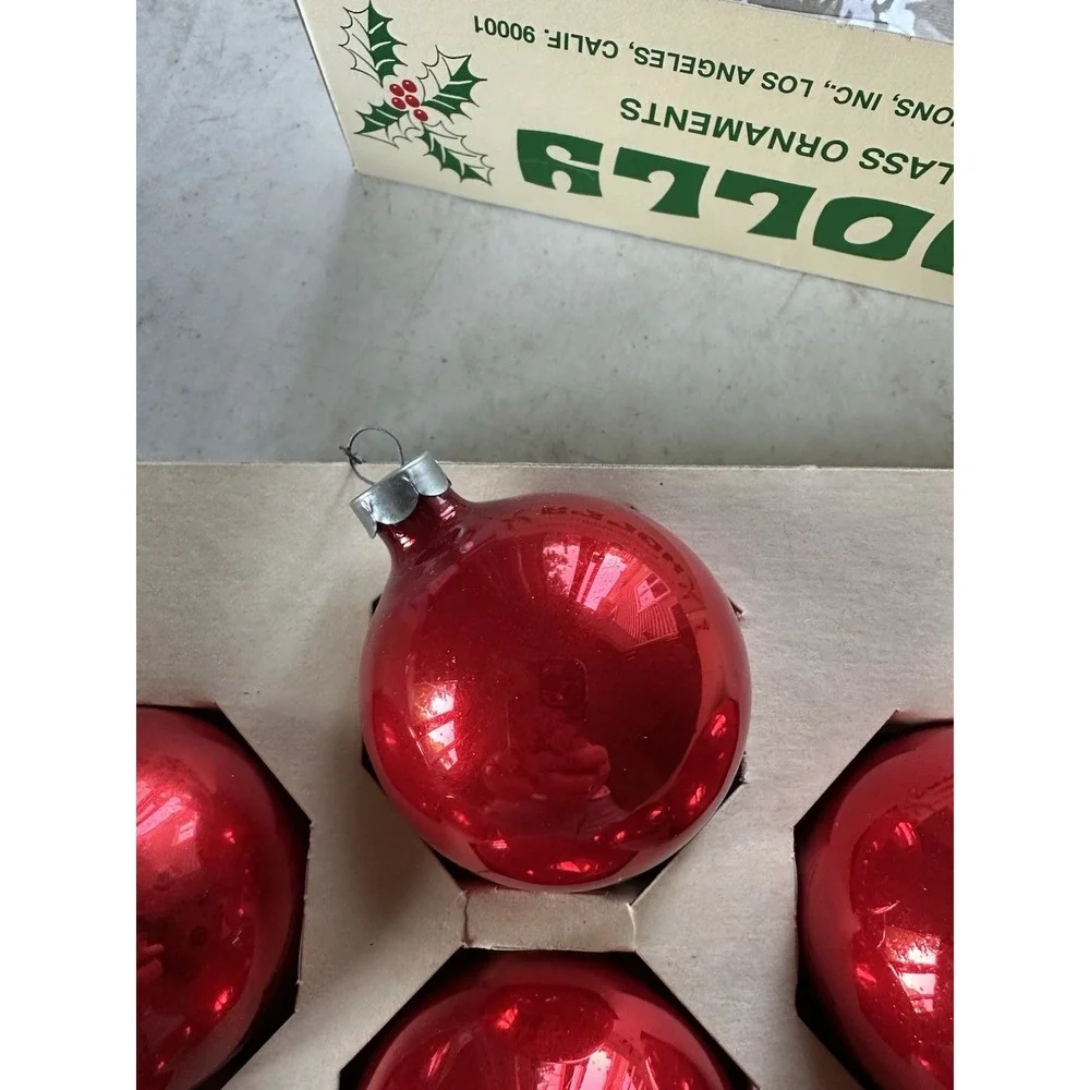 Vintage Holly Glass Ornaments 2¼
